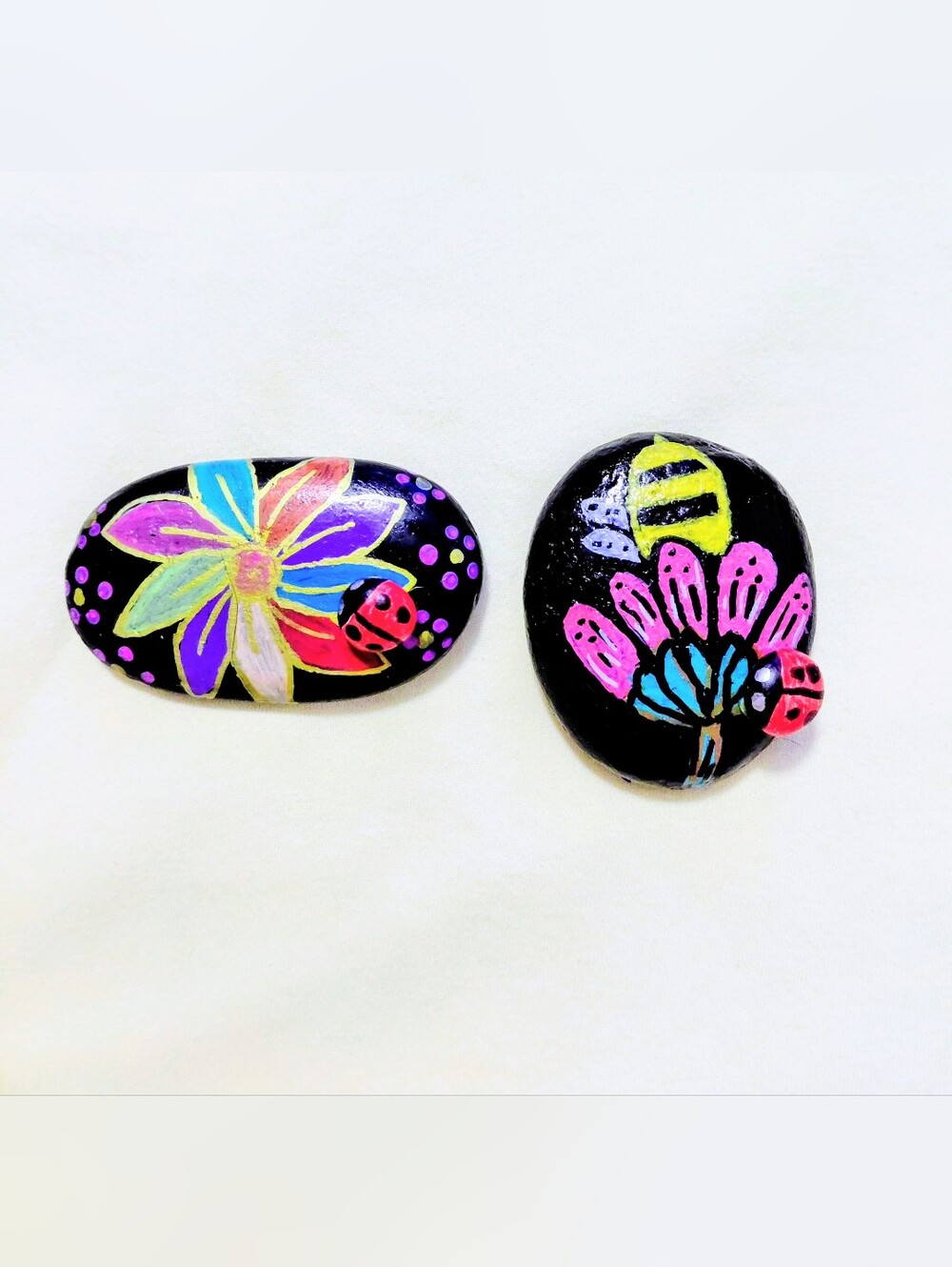 2 Handpainted Friendship Stones Aprox 3x3"
